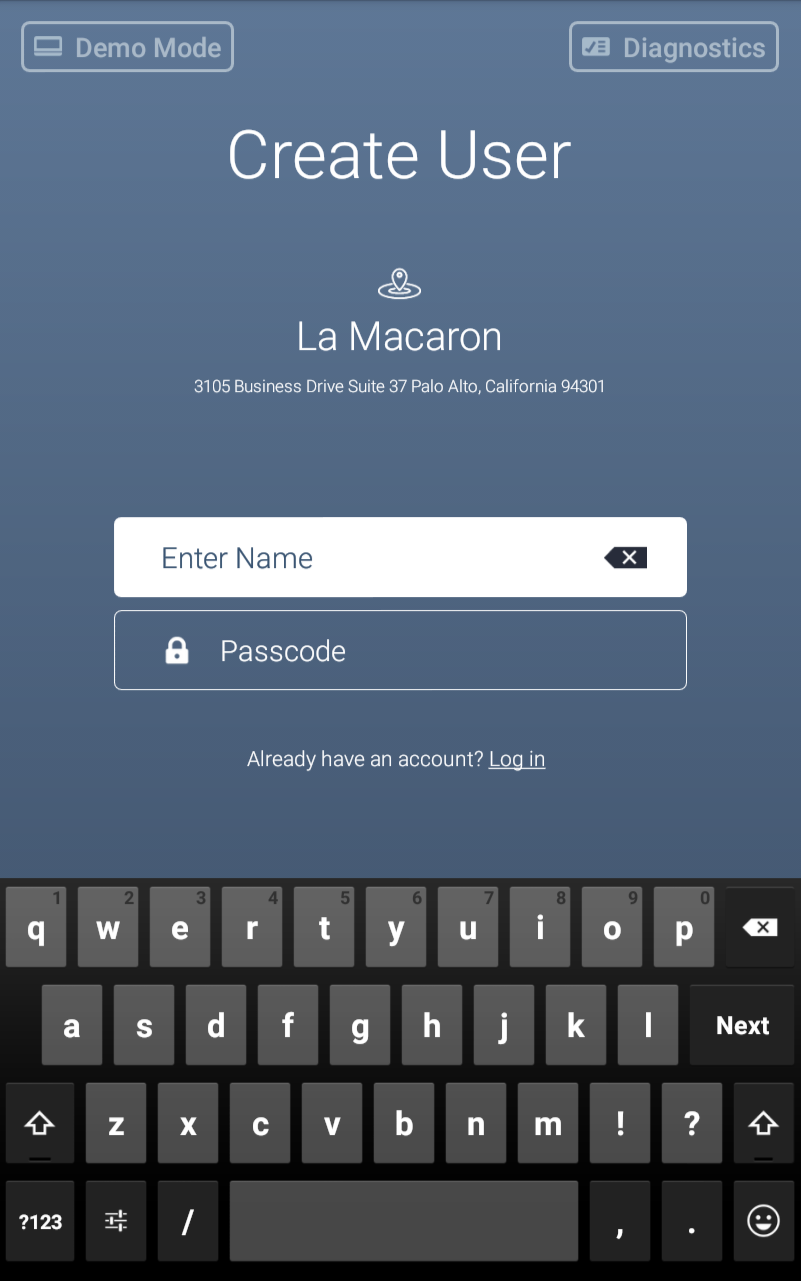 Poynt onboarding — original create PIN screen