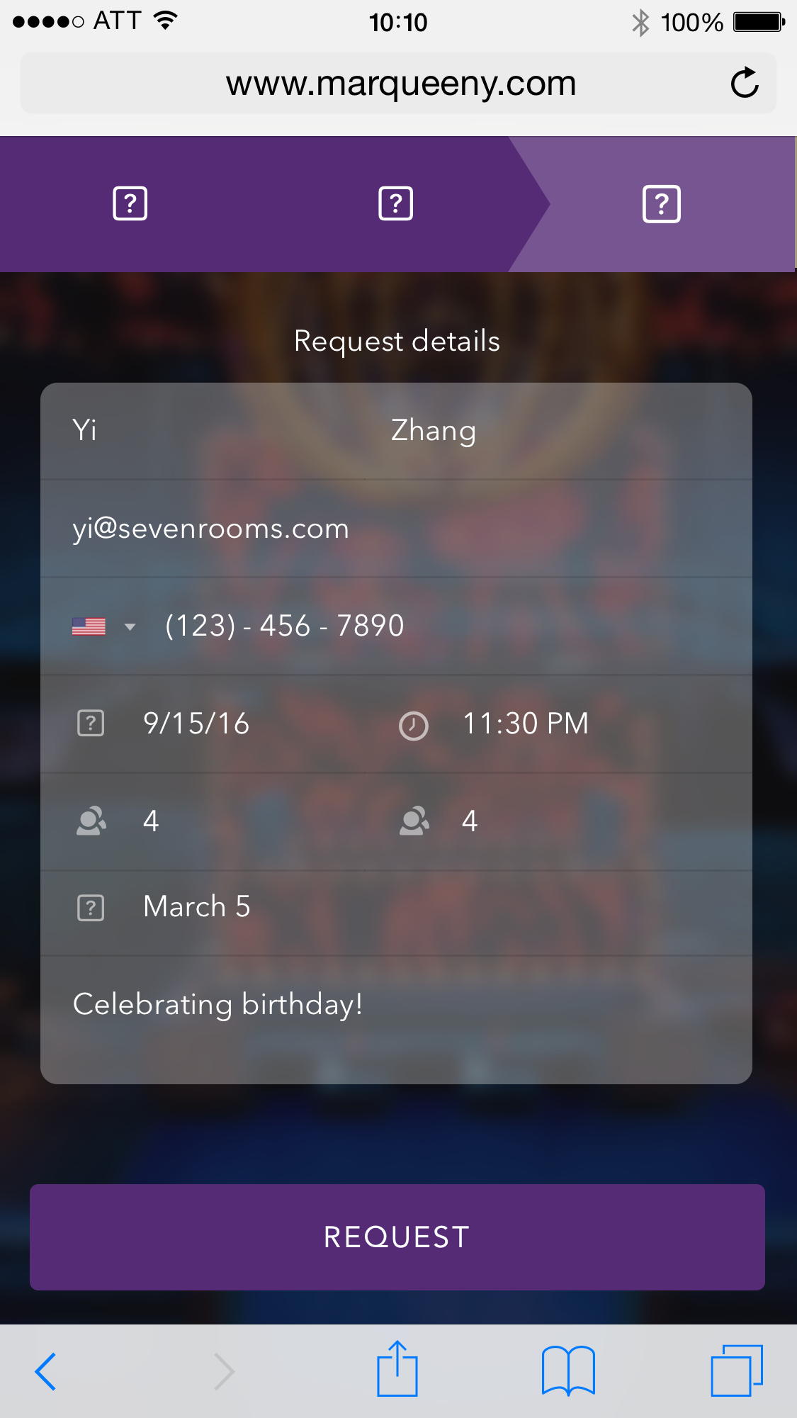 SevenRooms — booking widget design