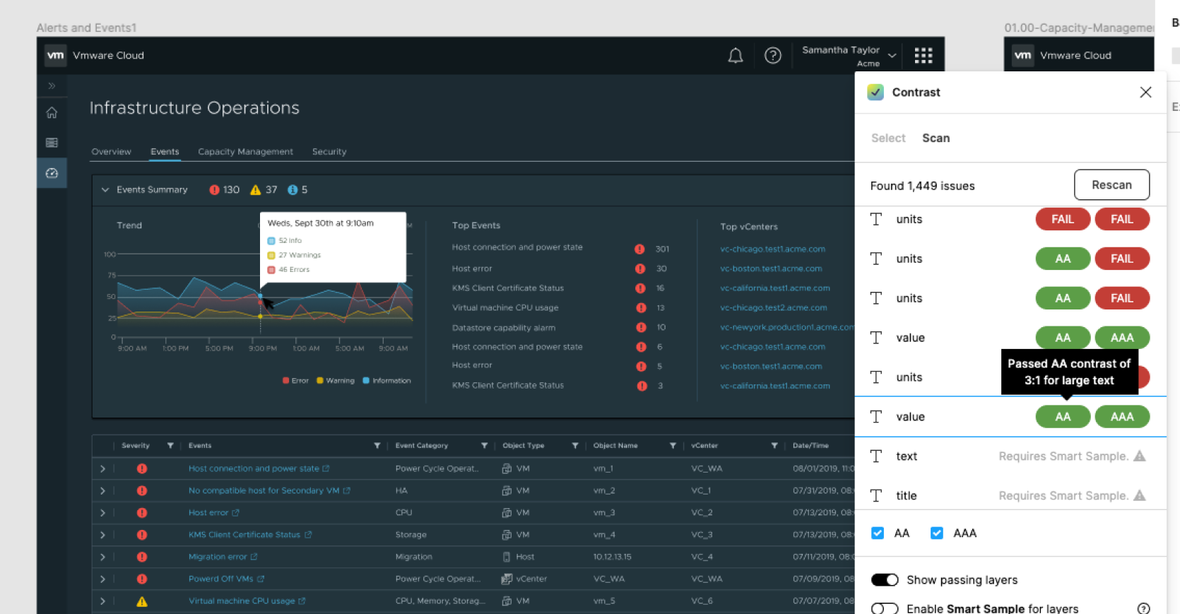 VMware Operations — accessibility check: component review