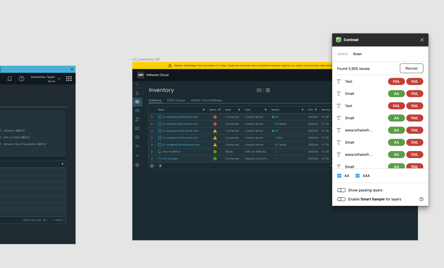 VMware Free Trial — accessibility check: color contrast